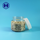 छोटे हेक्सागोनल 190 मिलीलीटर खाली प्लास्टिक खाद्य जार ढक्कन के साथ मिठाई मूंगफली चावल बीन्स पैकिंग: