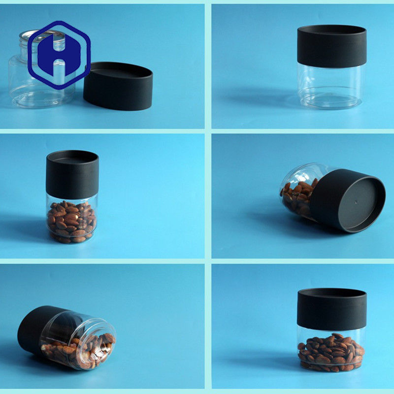 कस्टम प्लास्टिक पैकेजिंग जार 13 ऑउंस फ्लैट ओवल टिन कैन ड्राई फ्रूट पीईटी स्टोरेज कंटेनर