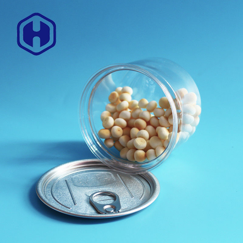 कैट डॉग ट्रीट बिस्कुट प्लास्टिक आसान खुले डिब्बे पालतू भोजन के साथ गोल 250 मिलीलीटर 60 मिमी ऊंचाई