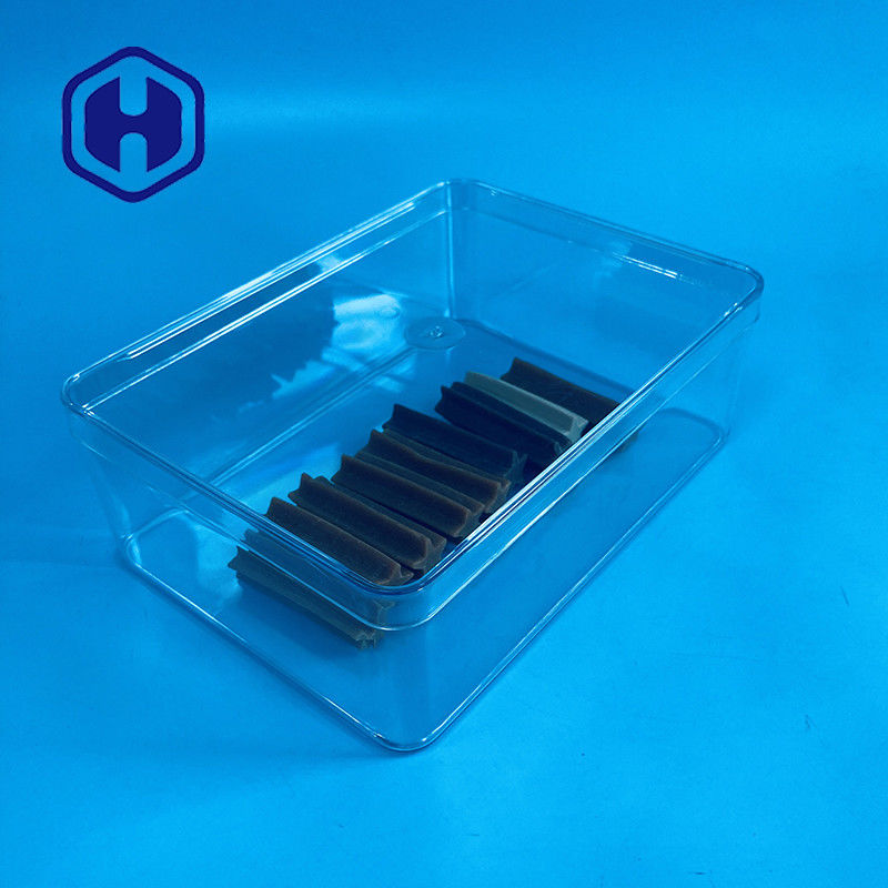 1180ml एक बार इस्तेमाल करने योग्य पीईटी पैकेजिंग बॉक्स बड़े आकार के आयताकार प्लास्टिक खाद्य चॉकलेट पैकेजिंग बॉक्स