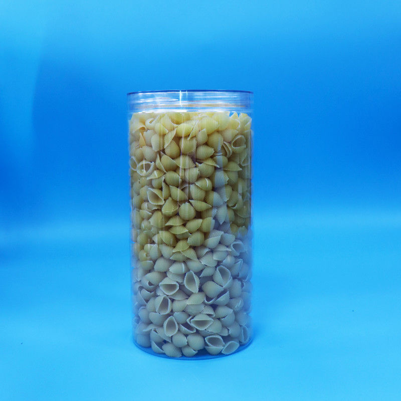 खाद्य ग्रेड स्पष्ट पीईटी सिलेंडर गोल प्लास्टिक कैंडी कुकी खाद्य जार पेंच स्पष्ट टोपी