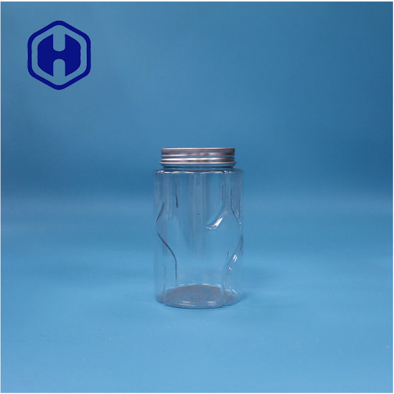 गोल आकार के स्पष्ट पीईटी नट्स मिंट कैंडीज चीनी बेबी फूड जार एल्यूमीनियम शीर्ष ढक्कन