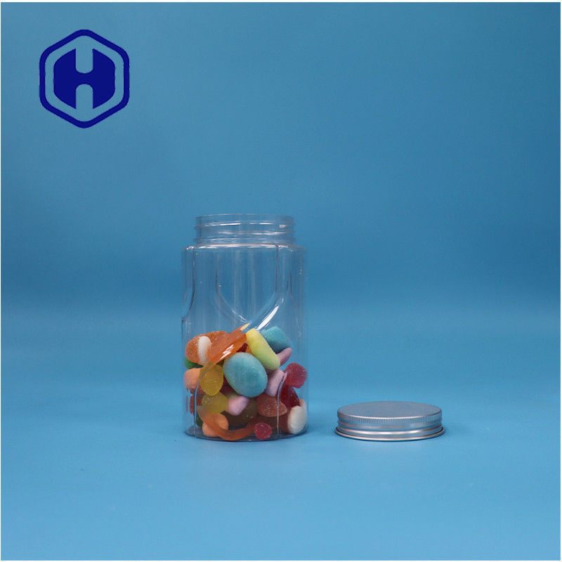 गोल आकार के स्पष्ट पीईटी नट्स मिंट कैंडीज चीनी बेबी फूड जार एल्यूमीनियम शीर्ष ढक्कन