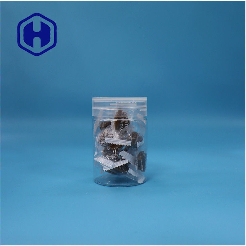 गोल आकार का स्पष्ट प्लास्टिक पीईटी मिठाई मिठाई नट्स मिर्च जार फ्लैट पेंच शीर्ष ढक्कन