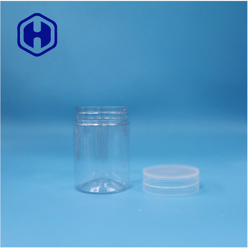 गोल आकार का स्पष्ट प्लास्टिक पीईटी मिठाई मिठाई नट्स मिर्च जार फ्लैट पेंच शीर्ष ढक्कन