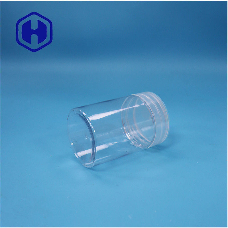 गोल आकार का स्पष्ट प्लास्टिक पीईटी मिठाई मिठाई नट्स मिर्च जार फ्लैट पेंच शीर्ष ढक्कन