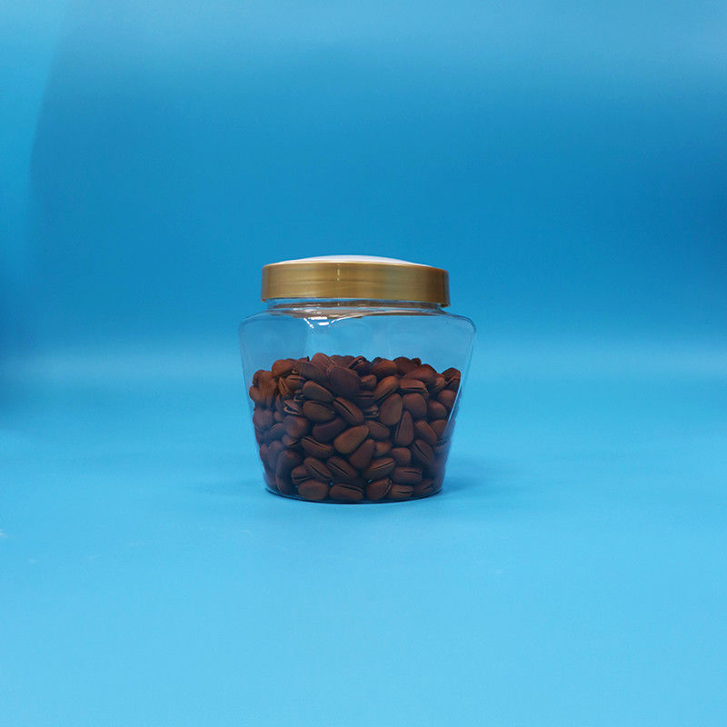 प्लास्टिक पीईटी खाद्य ग्रेड चौड़े मुंह पारदर्शी कुकी कैंडी जार के साथ पेंच फ्लैट ढक्कन