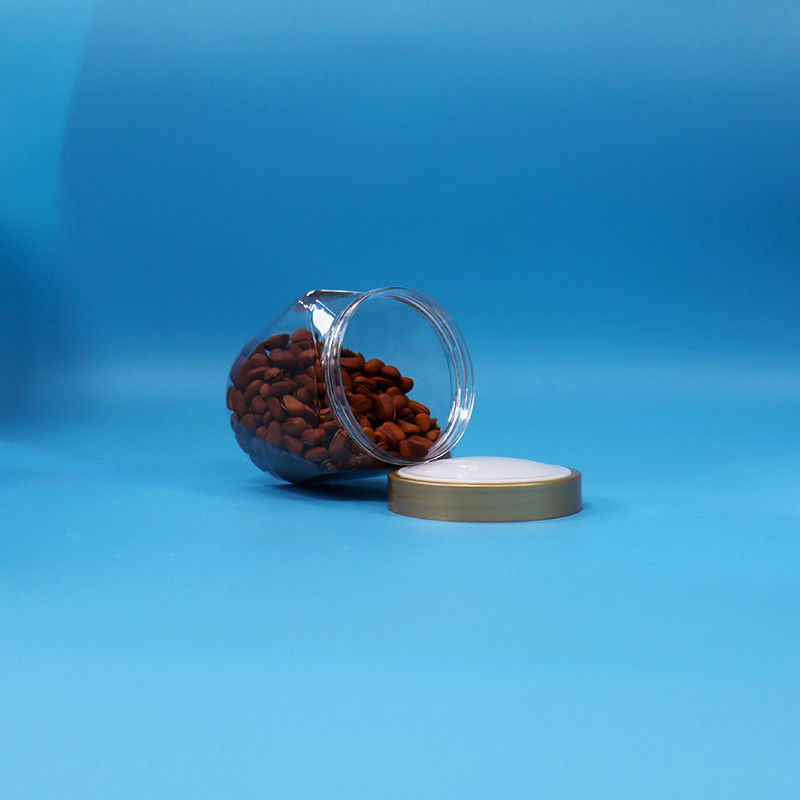 प्लास्टिक पीईटी खाद्य ग्रेड चौड़े मुंह पारदर्शी कुकी कैंडी जार के साथ पेंच फ्लैट ढक्कन