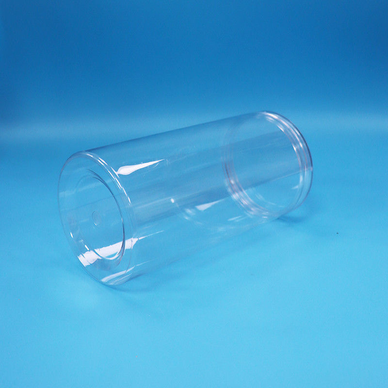 स्पष्ट पीईटी सिलेंडर गोल खाद्य ग्रेड प्लास्टिक कैंडी कुकीज़ खाद्य जार पेंच स्पष्ट टोपी