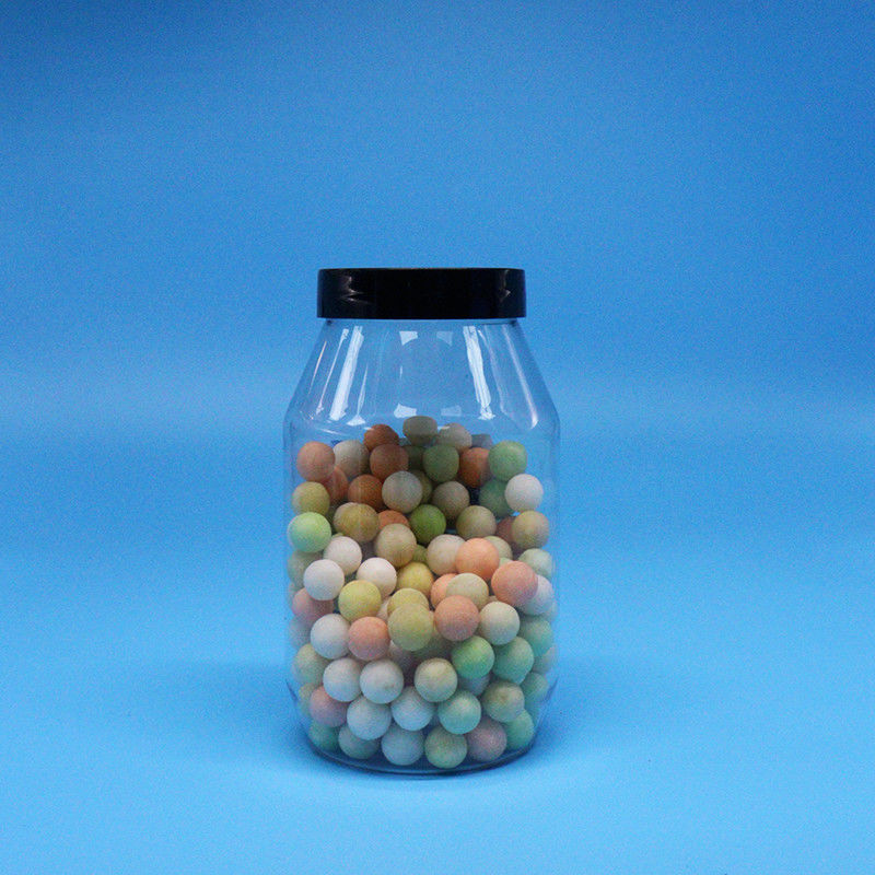 कुकीज़ कैंडी नट्स उच्च गुणवत्ता स्पष्ट गोल चौड़े मुंह पीईटी प्लास्टिक जार पेंच टोपी