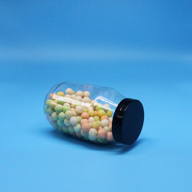 कुकीज़ कैंडी नट्स उच्च गुणवत्ता स्पष्ट गोल चौड़े मुंह पीईटी प्लास्टिक जार पेंच टोपी