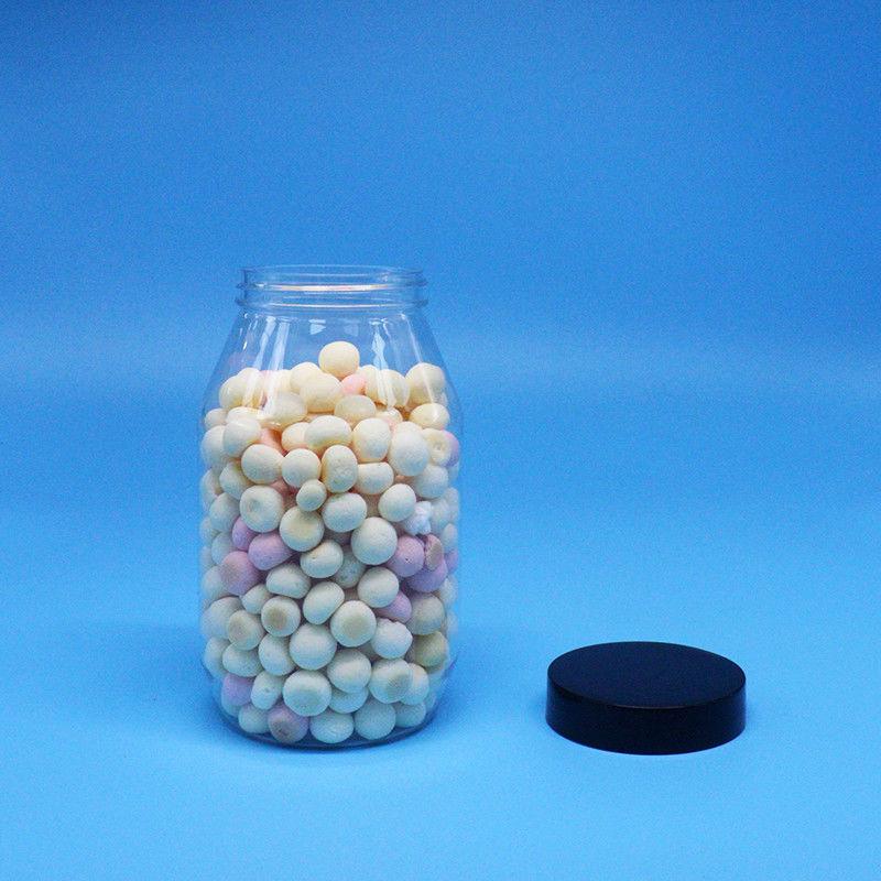 कुकीज़ कैंडी नट्स उच्च गुणवत्ता स्पष्ट गोल चौड़े मुंह पीईटी प्लास्टिक जार पेंच टोपी