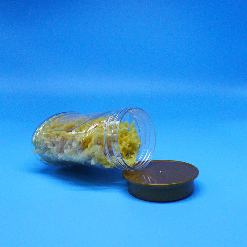 खाली एयरटाइट क्लियर पीईटी फूड ग्रेड प्लास्टिक जार, भोजन कैंडी कुकी नट्स के लिए स्क्रू ढक्कन