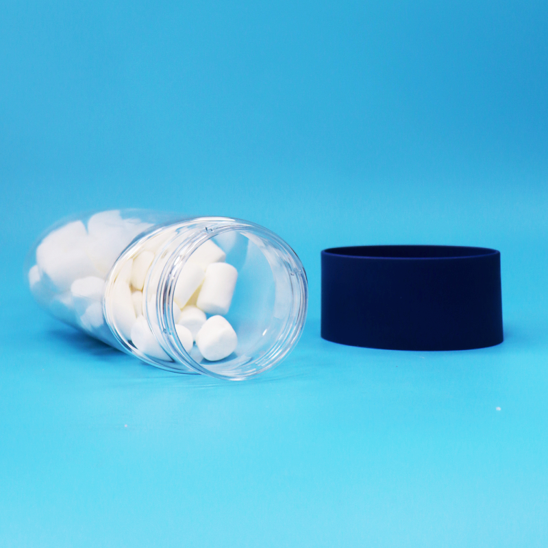 खाद्य ग्रेड अंडाकार आकार का स्पष्ट प्लास्टिक पीईटी कुकीज़ नट्स कैंडी जार, छेड़छाड़-प्रूफ कैप