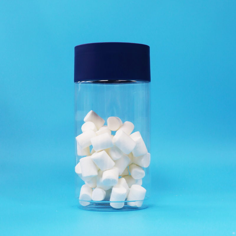 खाद्य ग्रेड अंडाकार आकार का स्पष्ट प्लास्टिक पीईटी कुकीज़ नट्स कैंडी जार, छेड़छाड़-प्रूफ कैप