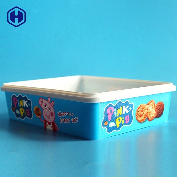 हॉट फिलिंग कस्टमाइज़्ड IML बॉक्स राउंड कुकीज प्लास्टिक पैकेजिंग SGS FDA QS