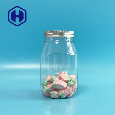 एल्यूमीनियम शीर्ष 136 मिमी ऊंचाई के साथ 560 मिलीलीटर स्नैक्स मेसन प्लास्टिक बोतल जार