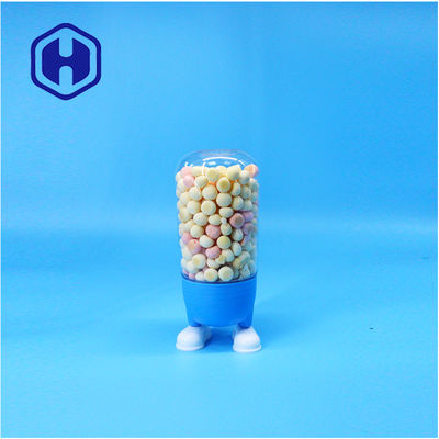 कार्टून के आकार के बच्चे के अनुकूल पीईटी लोलीपॉप कैंडी चीनी कुकीज़ जार फैंसी पेंच ढक्कन