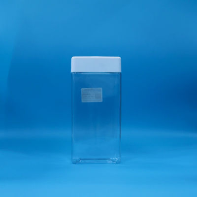 आसान खुला पारदर्शी खाद्य पीईटी वर्ग प्लास्टिक कैंडी कुकीज जार सफेद प्लास्टिक ढक्कन