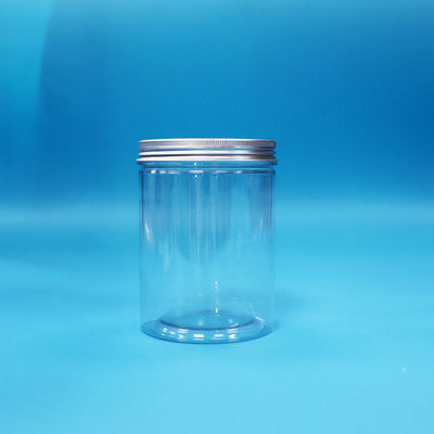 कैंडी कुकीज़ बेबी फ़ूड पारदर्शी सील करने योग्य पीईटी प्लास्टिक गोल जार एल्यूमीनियम ढक्कन