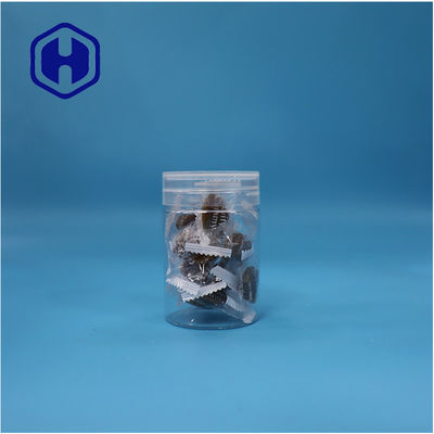 गोल आकार का स्पष्ट प्लास्टिक पीईटी मिठाई मिठाई नट्स मिर्च जार फ्लैट पेंच शीर्ष ढक्कन