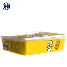 मोल्ड लेबलिंग में सोडा क्रैकर स्क्वायर प्लास्टिक खाद्य कंटेनर 87OZ 2600ML