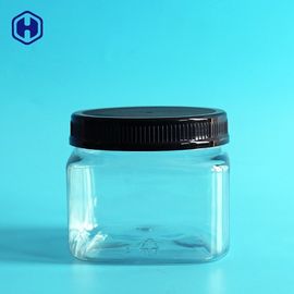 स्पष्ट पीईटी प्लास्टिक पकड़ जार Lids 420ML 14OZ के साथ कैन्ड स्क्वायर प्लास्टिक जार