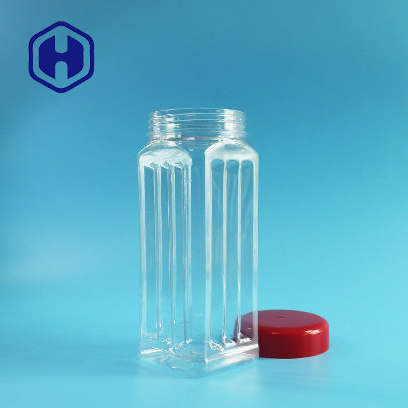 171 मिमी ऊँचाई पीईटी स्क्वायर जार थोक नट काजू सुगंधित चाय सूखे सब्जी 560 मिलीलीटर प्लास्टिक कवर