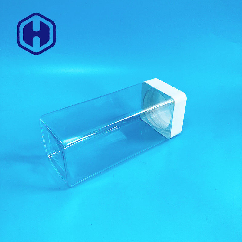 लाइनर लीक प्रूफ के साथ 1140 मिली स्क्वायर प्लास्टिक जार स्क्रू टॉप स्वीट्स बार्स फूड ग्रेड