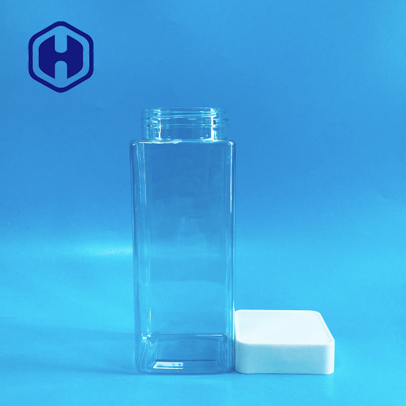 लाइनर लीक प्रूफ के साथ 1140 मिली स्क्वायर प्लास्टिक जार स्क्रू टॉप स्वीट्स बार्स फूड ग्रेड