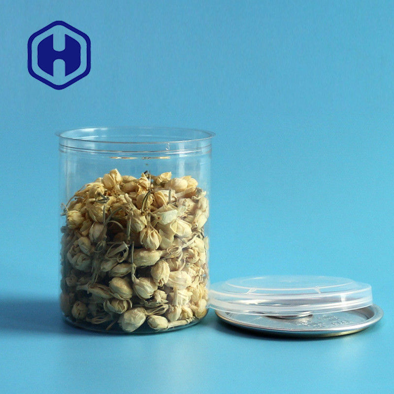 सॉस मसाले या सूखे खाद्य भंडारण के लिए स्पष्ट कैन के साथ कस्टम पीईटी कैन