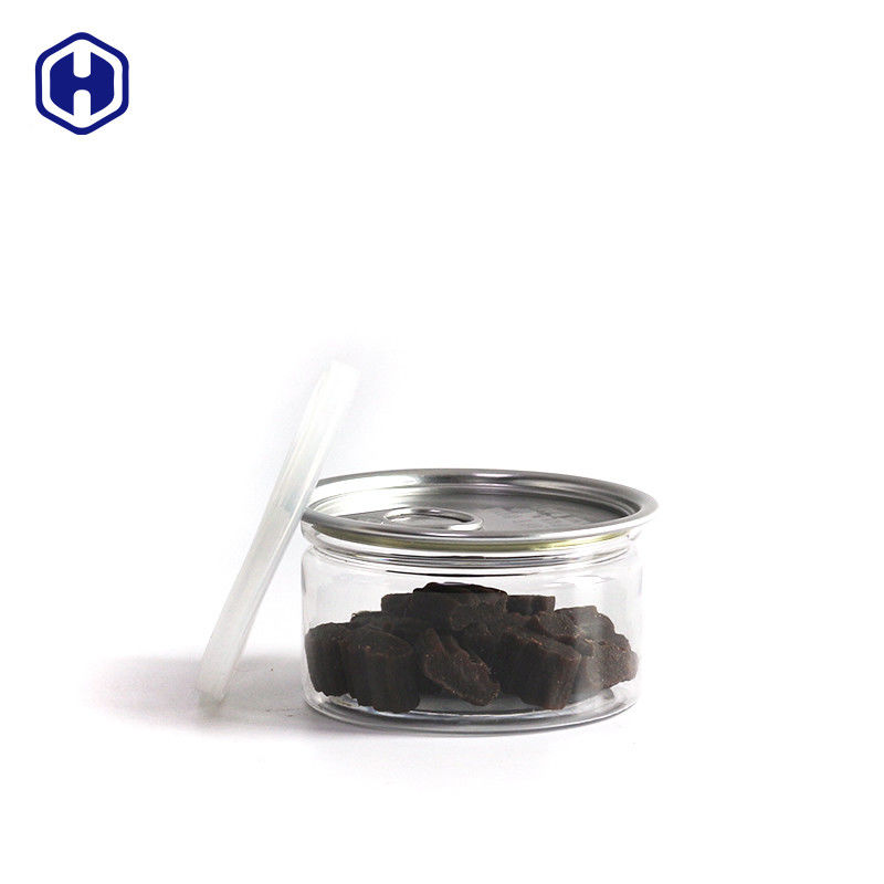 एयरटाइट लीक प्रूफ पारदर्शी पालतू आसानी से खुले डिब्बे प्लास्टिक / पालतू आसानी से खुले कैन सॉस के लिए