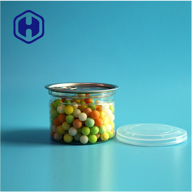 कैंडीज चॉकलेट स्नैक 250ml 8 औंस स्पष्ट स्पष्ट पीईटी कैन खाद्य पैकेजिंग आसान खुला अंत के साथ