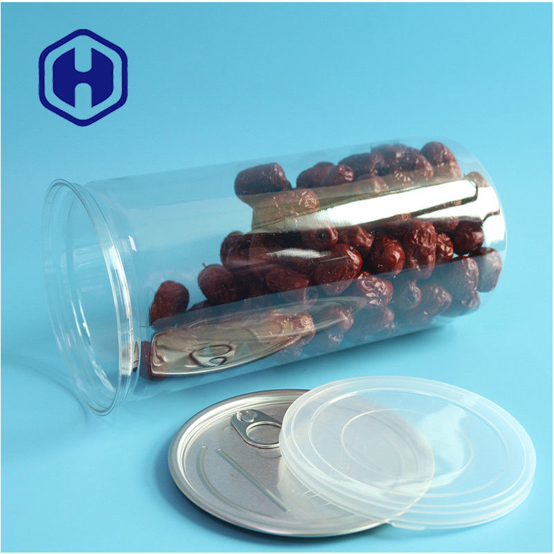 1400ml बड़े पॉप कॉर्न नट्स पारदर्शी प्लास्टिक पारदर्शी पीईटी डिब्बे आसान खुला अंत के साथ