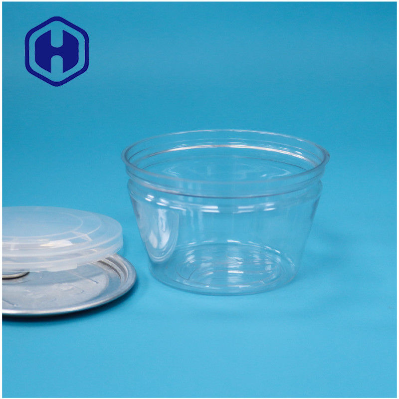 छोटे खाद्य ग्रेड कटोरे का आकार स्टैकेबल आसान खुला समुद्री भोजन मछली पारदर्शी पीईटी प्लास्टिक कैन