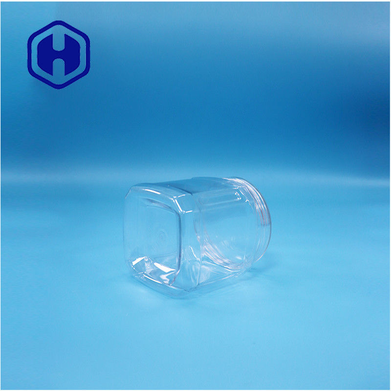 पारदर्शी वर्ग पीईटी प्लास्टिक खाद्य नट्स चीनी कैंडी चबाने का गम कुकीज़ ओट ट्विस्ट जार