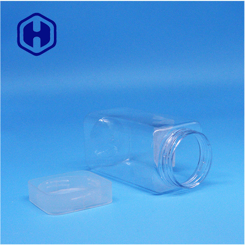 पारदर्शी वर्ग मूंगफली का मक्खन जेली चाय के पत्ते मूंगफली प्लास्टिक पीईटी जार फ्लैट पेंच शीर्ष ढक्कन