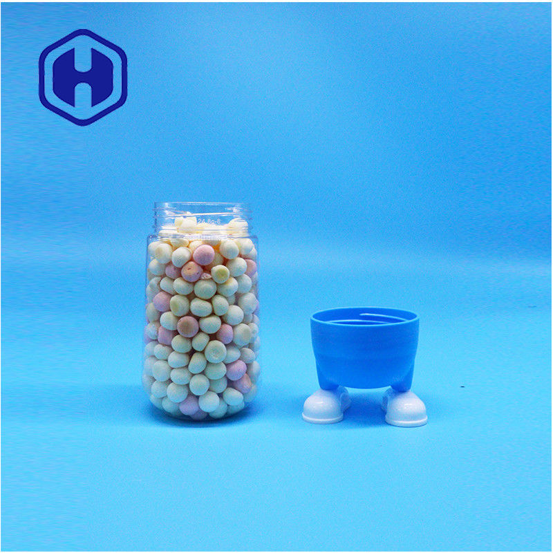 अनोखा आकार प्लास्टिक खाद्य ग्रेड कैंडी चीनी कुकीज़ उपहार स्पष्ट जार फैंसी पेंच ढक्कन