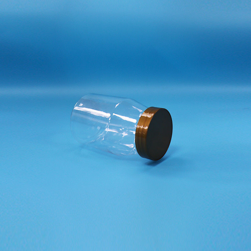 स्पष्ट गोल चौड़े मुंह बिस्किट कैंडी बेबी खाद्य लोडिंग पीईटी प्लास्टिक जार पेंच टोपी