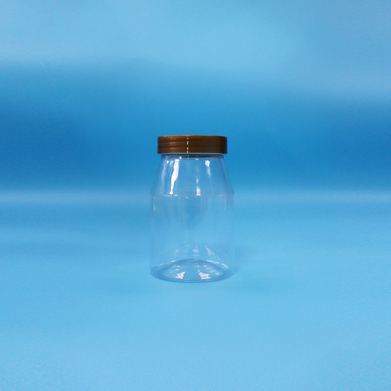 स्पष्ट गोल चौड़े मुंह बिस्किट कैंडी बेबी खाद्य लोडिंग पीईटी प्लास्टिक जार पेंच टोपी