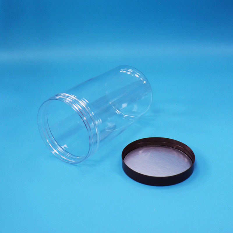 प्लास्टिक गोल स्पष्ट पीईटी स्नैक्स फल खाद्य कैंडी जार सामान्य पेंच शीर्ष टोपी