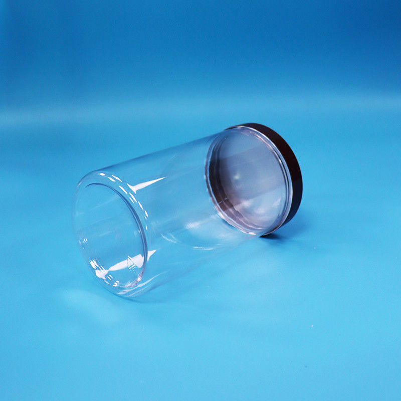 प्लास्टिक गोल स्पष्ट पीईटी स्नैक्स फल खाद्य कैंडी जार सामान्य पेंच शीर्ष टोपी