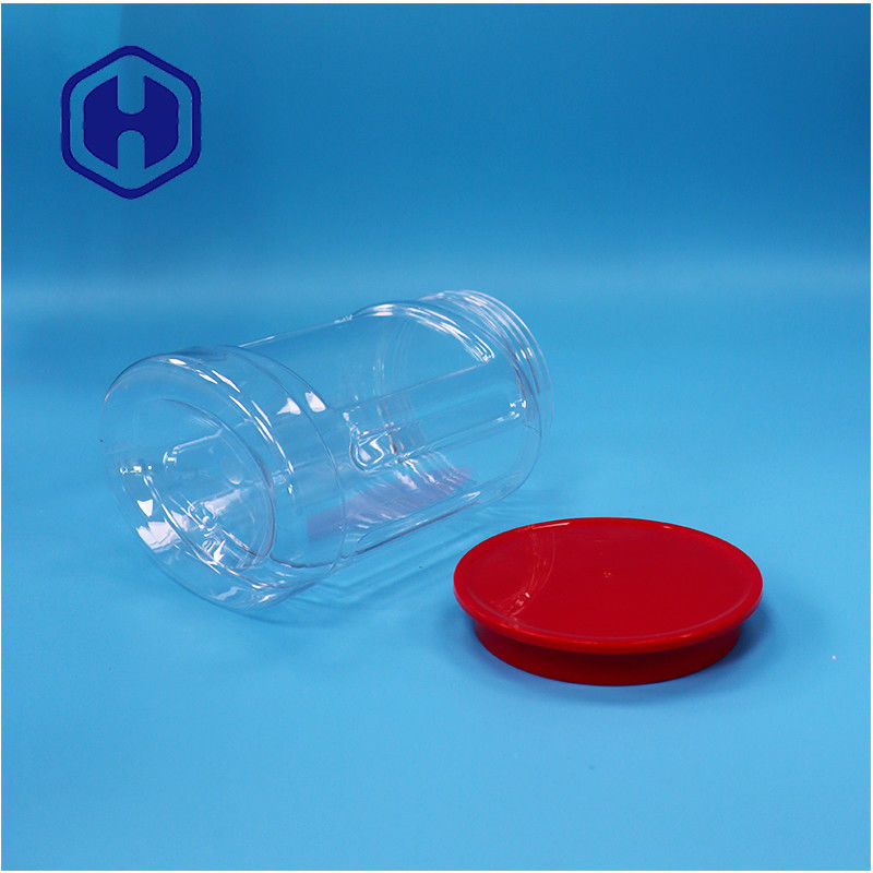 अंडाकार आकार का पारदर्शी प्लास्टिक नट्स मिठाई मिर्च कुकीज़ बेबी फूड जार पेंच शीर्ष ढक्कन