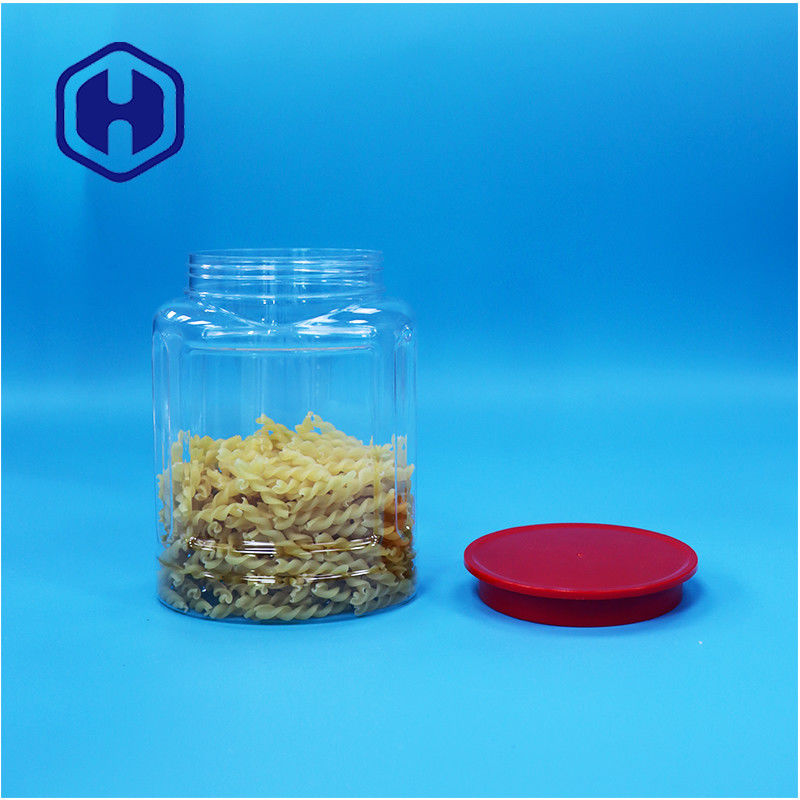 अंडाकार आकार का पारदर्शी प्लास्टिक नट्स मिठाई मिर्च कुकीज़ बेबी फूड जार पेंच शीर्ष ढक्कन