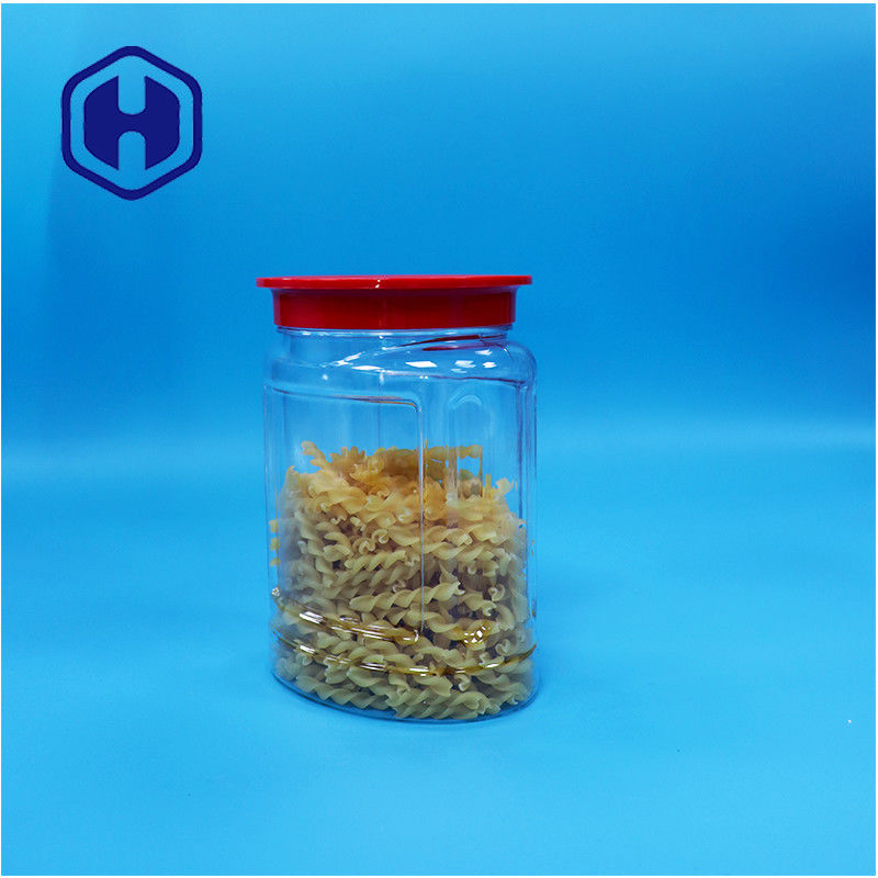 अंडाकार आकार का पारदर्शी प्लास्टिक नट्स मिठाई मिर्च कुकीज़ बेबी फूड जार पेंच शीर्ष ढक्कन