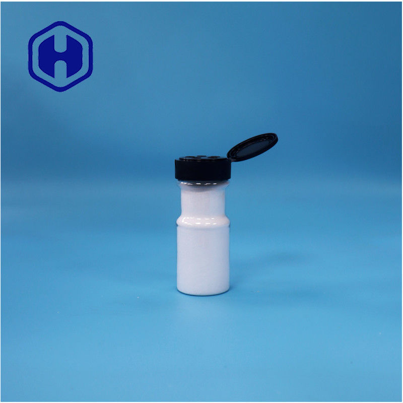 पारदर्शी गोल प्लास्टिक नमक मकई स्टार्च खाद्य ग्रेड मसाला जार फ्लिप टॉप कैप