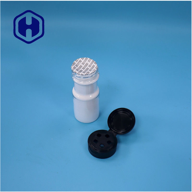 पारदर्शी गोल प्लास्टिक नमक मकई स्टार्च खाद्य ग्रेड मसाला जार फ्लिप टॉप कैप