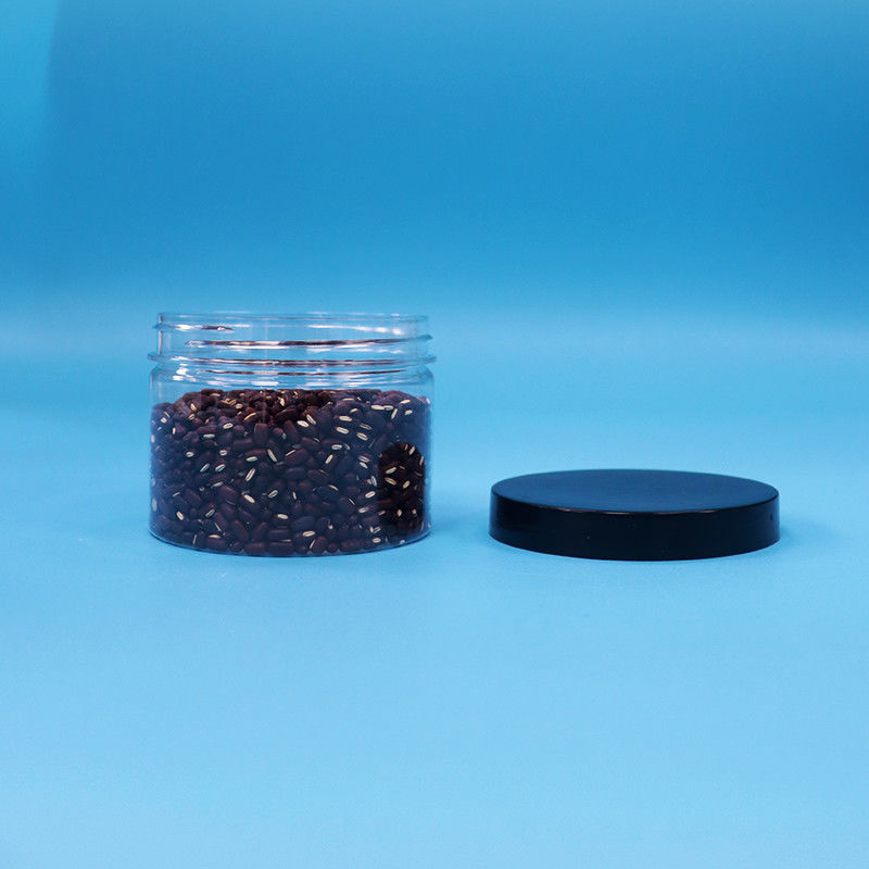 पारदर्शी गोल मुंह के आकार पीईटी प्लास्टिक जार के लिए काले चाय बीज खिलौना उपहार कैंडी Cooike