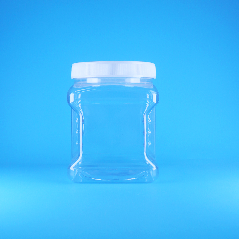 मीठे मेवे फल बेबी फूड के लिए स्क्वायर एयरलेस पीईटी स्क्रू ढक्कन क्लियर प्लास्टिक ग्रिप जार