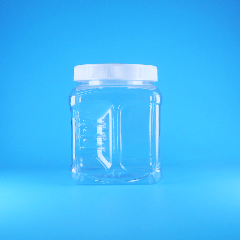 मीठे मेवे फल बेबी फूड के लिए स्क्वायर एयरलेस पीईटी स्क्रू ढक्कन क्लियर प्लास्टिक ग्रिप जार